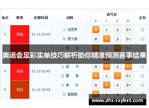 奥运会足彩实单技巧解析助你精准预测赛事结果 奥运会足彩实单技巧解析助你精准预测赛事结果